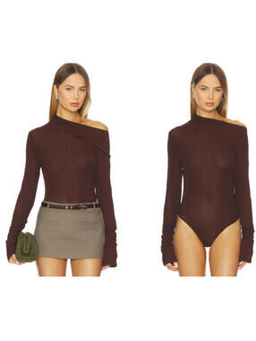 Sndys Katya Bodysuit brown one shoulder design size S